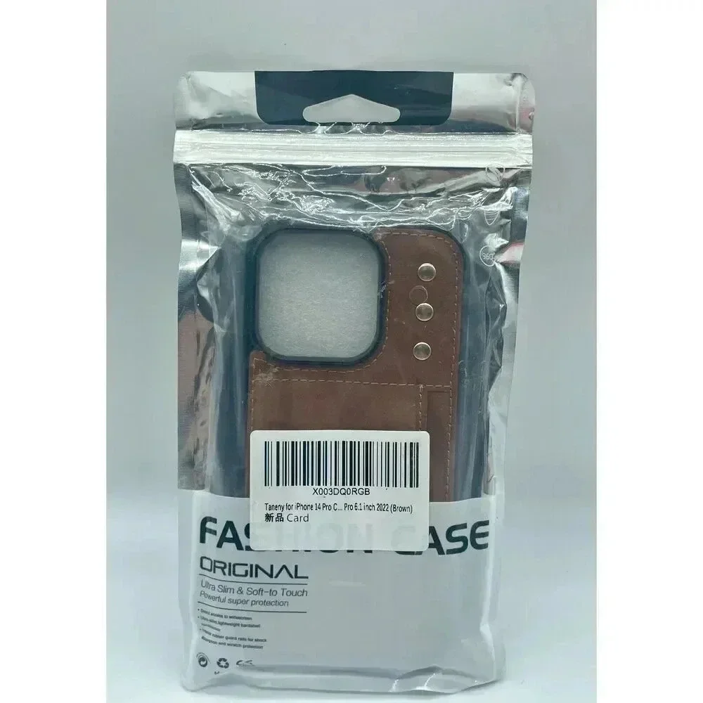 Leather Wallet Card Holder Case For iPhone 14 Pro 6.1 Inch Shockproof Slim Brown